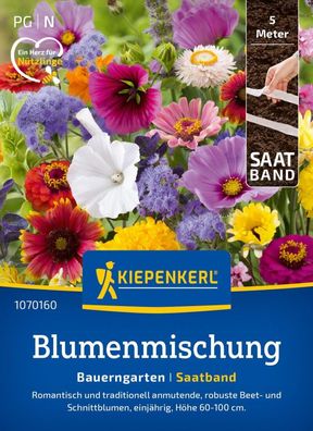 Blumenmischung Bauerngarten, Saatband, robuste Beet- und Schnittblume - Höhe