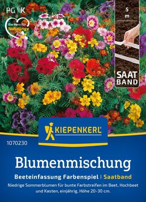 Blumenmischung Beeteinfassung Farbenspiel, Saatband, niedrige Sommerblumen