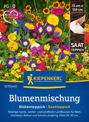 Blumenmischung Blütenteppich, Saatteppich, Niedrige Landblumen für Beet,