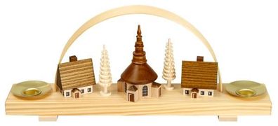 Schwibbogen mit Seiffener Dorf natur BxHxT 24,5x10x4,5cm NEU Lichterbogen Fenster