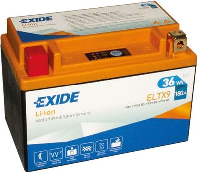 Exide ELTX9 12V 3Ah Lithium Motorradbatterie 180A LiIon