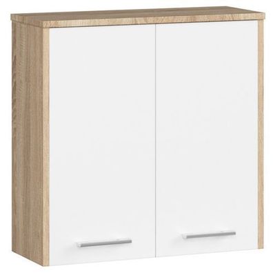 Hängender Badezimmerschrank AKORD FIN Sonoma-Eiche 60 cm Front Weiß 60x60x22,5 cm