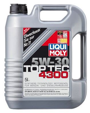 LIQUI MOLY Motoröl "Top Tec 4300" SAE 5W 5 l Kanister