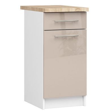 Küchenschrank AKORD OLIWIA modular S40 Weiß 40 cm Front Cappuccino Glanz 40x85x46 cm