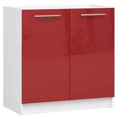 Küchenschrank AKORD OLIWIA modular S80 Weiß 80 cm Front Rot Glanz B80 x H82 x T46 cm