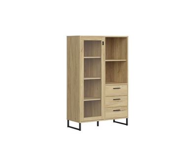 BLACK RED WHITE Vitrinenschrank Ramla | Standvitrine | 40 x 90 x 146 cm, Beige