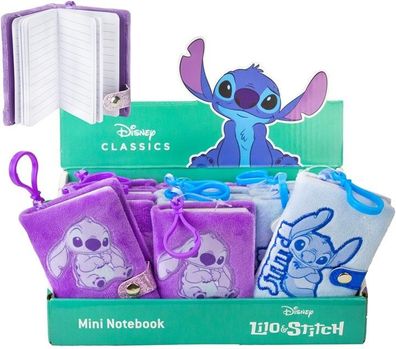 Disney Lilo & Stitch Mini Notizbuch Plüsch Taschenclip Bagclip NEU