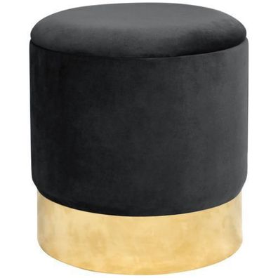 Pouf AKORD GOLDEN aus Samtstoff mit Stauraum in Schwarz Durchmesser 39 cm Höhe 40 cm