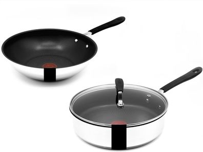 Tefal Jamie Oliver Pfannenset - Wok 28 cm + Schmorpfanne 25cm mit Deckel Indukti