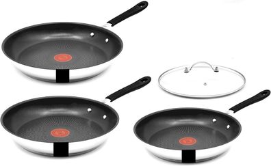 Tefal Jamie Oliver Pfannenset - Pfanne 28 cm + 24 cm + 20 cm mit Deckel 28cm Ind