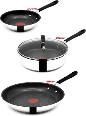 Tefal Jamie Oliver Pfannenset - Pfanne 20 cm + 28 cm + Schmorpfanne 25cm mit Dec