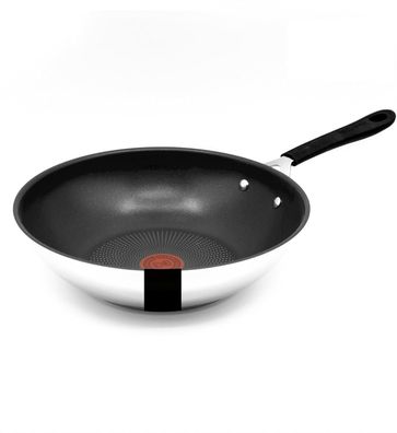 Tefal Jamie Oliver Wok 28 cm Induktion, Wokpfanne Edelstahl groß, Antihaft Besch