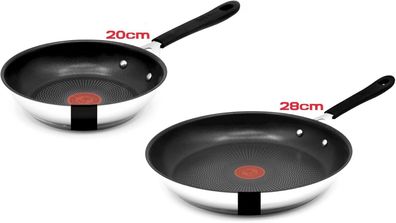 Tefal Jamie Oliver Pfannenset 20 + 28 cm Induktion, Pfanne Edelstahl, Antihaft B