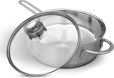 Zwilling TwinNova3 Schmorpfanne Induktion 24 cm mit Deckel 2 tlg, Saute-Pfanne U