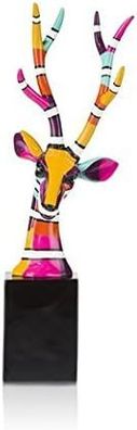 COCOMaison "Hirsch 54" Statue auf Sockel als Dekoration, Hirschfigur in modernem