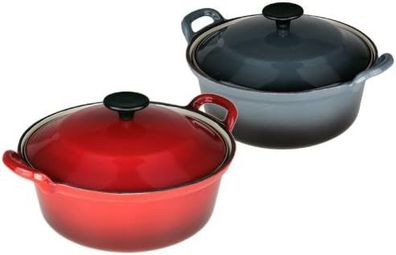 bambusbaer. de Sänger Topf Gusseisen-Topf mit Deckel 3 L Eisen-Guss-Topf, Emaille