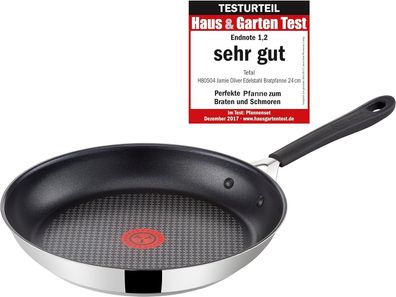 Tefal H80504 Jamie Oliver Edelstahl Bratpfanne 24 cm, Induktion Pfanne mit Antih