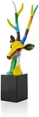 COCOMaison "Hirsch Statue auf Sockel als Dekoration, Hirschfigur in modernem Des