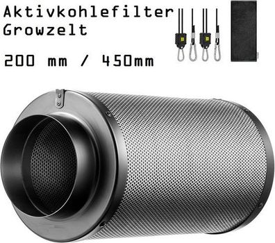 JUNG Aktivkohlefilter Abluft Growbox Aktivkohlefilter 200mm / 450mm, Grow Box Ze