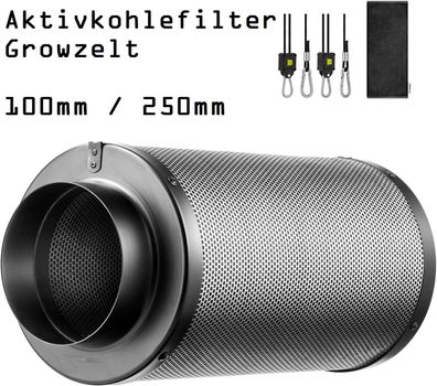 JUNG Aktivkohlefilter Abluft Growbox Aktivkohlefilter 100mm / 250mm, Grow Box Ze