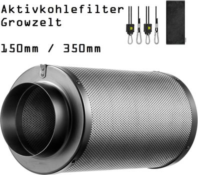 JUNG Aktivkohlefilter Abluft Growbox Aktivkohlefilter 150mm / 350mm, Grow Box Ze