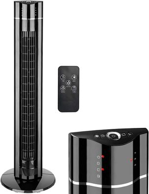 JUNG Lifetime Ventilator leise mit Fernbedienung Timer 106cm schwarz/silber 60W