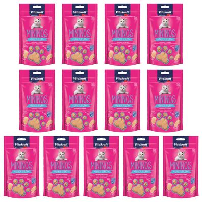 Vitakraft Katzensnack Mininos, Lachssnack in Scheiben - 13x 40g