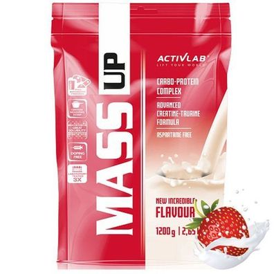 Activlab MASS UP Weight Gainer Kohlenhydrate Protein Shake Pulver Erdbeere 1200g