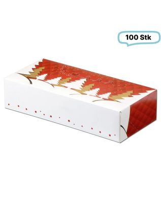 Gebäckkarton , Papier-Stollenkiste, Winterlandschaft, 100 Stück, verschiedene Größen,