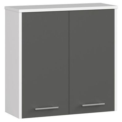 Hängender Badezimmerschrank AKORD FIN Weiß 60 cm Front Graphitgrau 60x60x22,5 cm