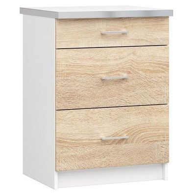 Küchenschrank AKORD LIMA modular S60 Weiß 60 cm Front Sonoma-Eiche 60x82x44,5 cm