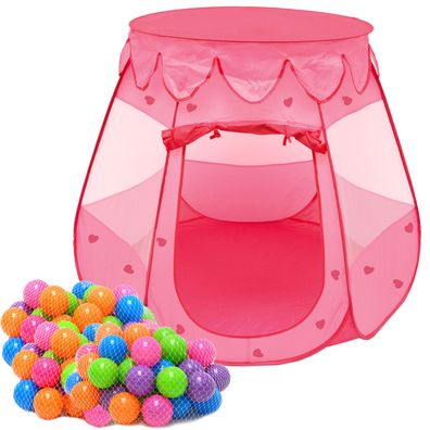 Mädchen Bällebad Zelt 200 Baby Bälle Kinderzelt Spielzelt 120x120x90cm Rosa