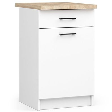 Küchenschrank AKORD OLIWIA modular S50 Weiß 50 cm Tür 2 Ebenen B50 x H85 x T46 cm