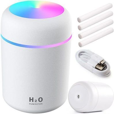 Mini USB Luftbefeuchter Ultraschall 300ml Aromatherapie RGB Licht Duftöl Retoo