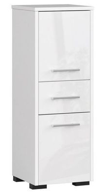 Stehender Badezimmerschrank AKORD FIN Weiß 30 cm Front Weiß Hochglanz 30x85x30 cm