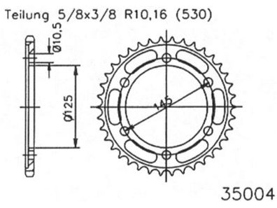 ESJOT Kettenrad "35004" 530, Stahl 46 Zähne