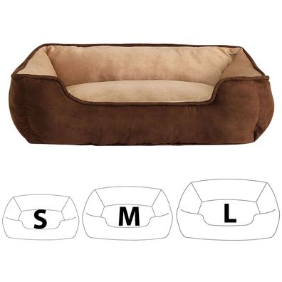 lionto 2-in-1 Hundebett Hundekissen Hundekörbchen Hundesofa Größe wählbar braun/beige