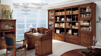 Schreibtisch Stuhl Aus Holz Armlehnen Büromöbel Design Office Einrichtung 2Tlg