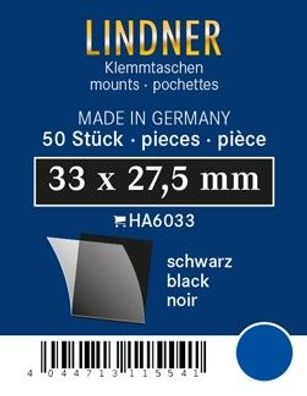 Lindner ha6033 50er Packung Zuschnitte 33 mm x 27,5 mm Unterfolie schwarz