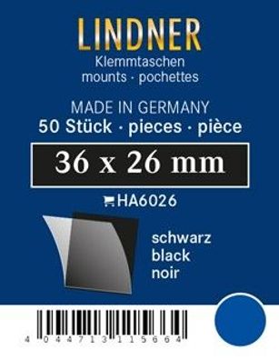 Lindner ha6026 50er Packung Zuschnitte 36 mm x 26 mm Unterfolie schwarz