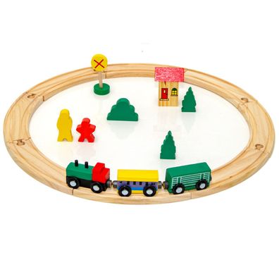 19-teilige Holzeisenbahn Starter-Set Spielzeug-Eisenbahn Holzbahn Kinderbahn