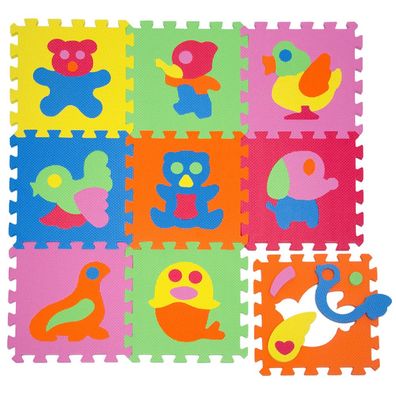 LittleTom Baby Puzzlematte Ab Null Kinder Spielmatte EVA Krabbelmatte Tiere Bunt