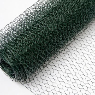 25m x 1m Maschendrahtzaun Grün - 13x13 PVC Drahtgitter Zaun Hasendraht Verzinkt