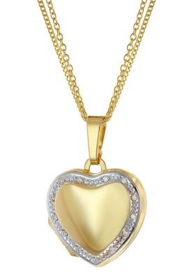 trendor Schmuck Medaillon Herz Gold 333 / 8K mit goldplattierter Designkette 15632