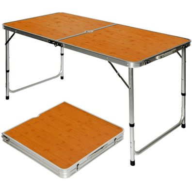 Campingtisch ca.120x60cm Bambus Klapptisch Koffertisch Falttisch Tisch stabil