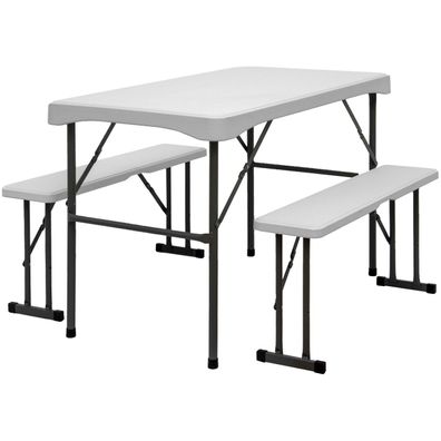 Bierzeltgarnitur für 4 Personen - 112 x 61 cm Bierbank Set - Tisch mit 2 Bänken