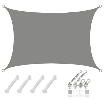 2x3m Sonnensegel Rechteckig Wasserdicht - Sonnenschutz Segel Set mit Befestigung