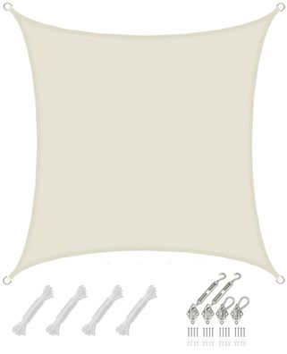 2x2m Sonnensegel Viereckig Wasserdicht - Sonnenschutz Segel Set mit Befestigung