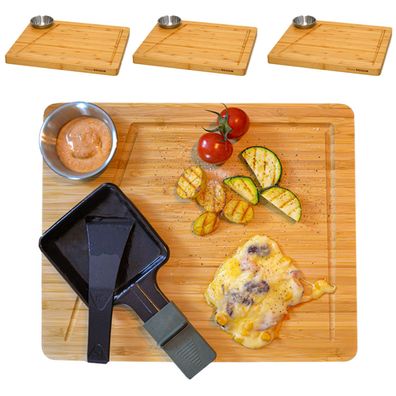 4 Personen Raclette Teller Set - 30x25 Raclette Brettchen Pfännchen Untersetzer