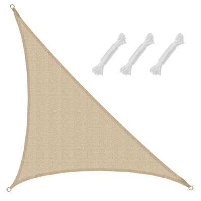 UV Sonnensegel 4,2x4,2x6 HDPE Dreieck Rechtwinklig Sonnenschutz Garten Beige